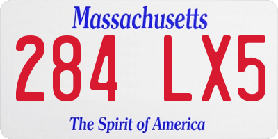 MA license plate 284LX5