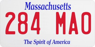 MA license plate 284MA0
