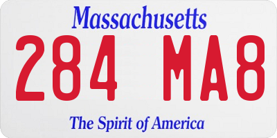 MA license plate 284MA8