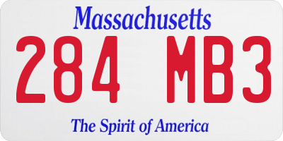 MA license plate 284MB3