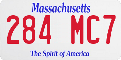 MA license plate 284MC7