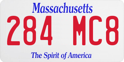MA license plate 284MC8