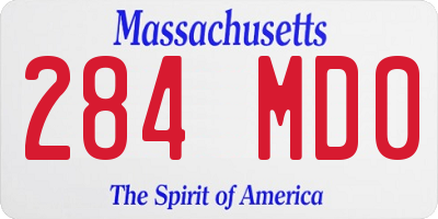 MA license plate 284MD0