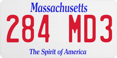 MA license plate 284MD3