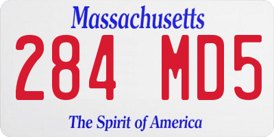 MA license plate 284MD5