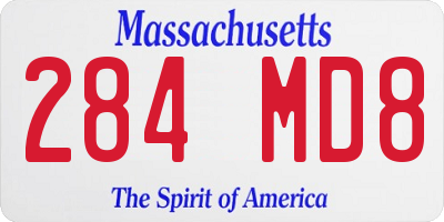 MA license plate 284MD8