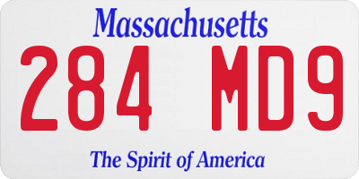 MA license plate 284MD9