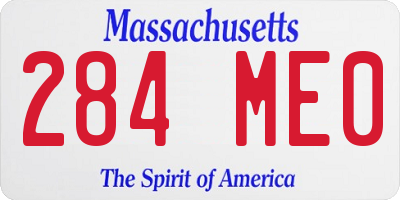 MA license plate 284ME0