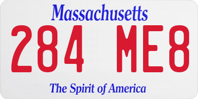 MA license plate 284ME8