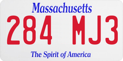 MA license plate 284MJ3