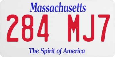 MA license plate 284MJ7