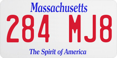 MA license plate 284MJ8