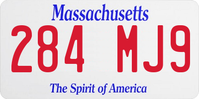 MA license plate 284MJ9