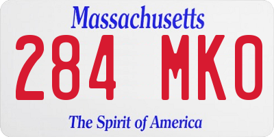 MA license plate 284MK0