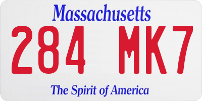 MA license plate 284MK7