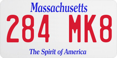 MA license plate 284MK8