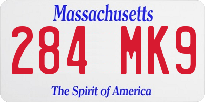 MA license plate 284MK9