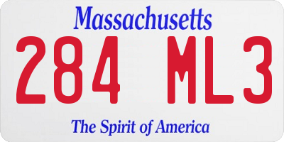 MA license plate 284ML3