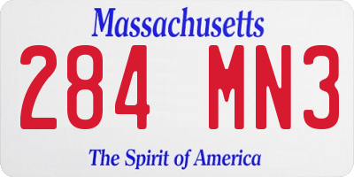 MA license plate 284MN3
