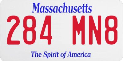 MA license plate 284MN8