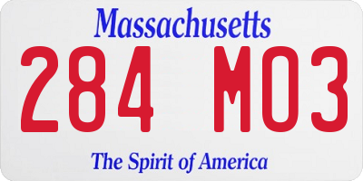 MA license plate 284MO3