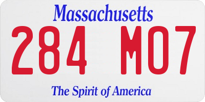 MA license plate 284MO7