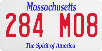MA license plate 284MO8