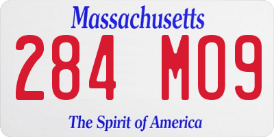 MA license plate 284MO9
