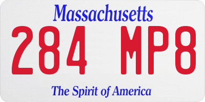 MA license plate 284MP8