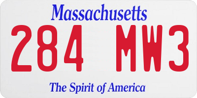 MA license plate 284MW3
