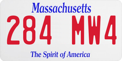 MA license plate 284MW4