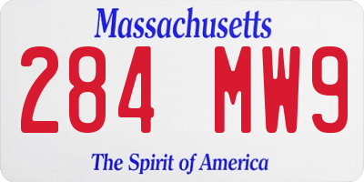 MA license plate 284MW9