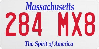 MA license plate 284MX8