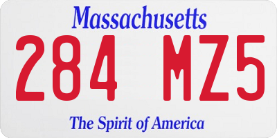 MA license plate 284MZ5