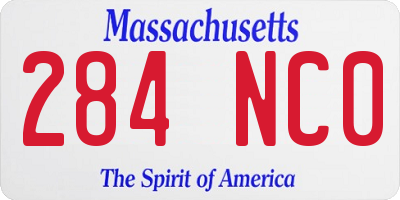 MA license plate 284NC0