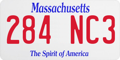 MA license plate 284NC3