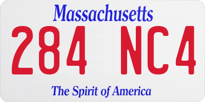 MA license plate 284NC4