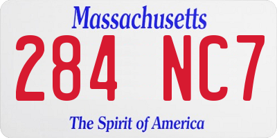 MA license plate 284NC7