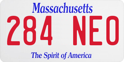 MA license plate 284NE0