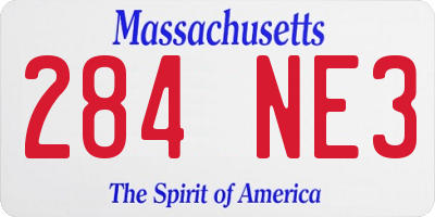 MA license plate 284NE3