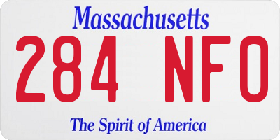 MA license plate 284NF0