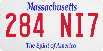 MA license plate 284NI7