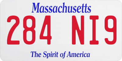 MA license plate 284NI9