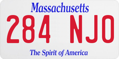 MA license plate 284NJ0