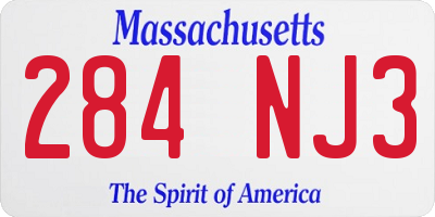 MA license plate 284NJ3
