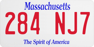 MA license plate 284NJ7
