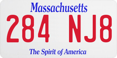 MA license plate 284NJ8