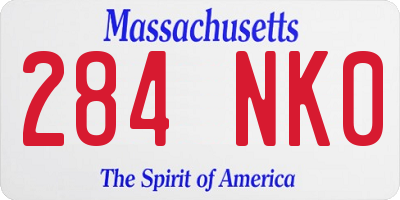 MA license plate 284NK0