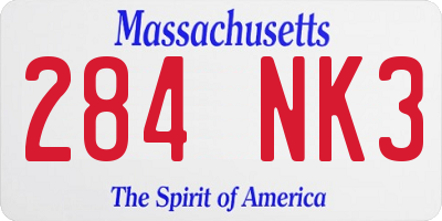 MA license plate 284NK3