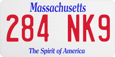 MA license plate 284NK9